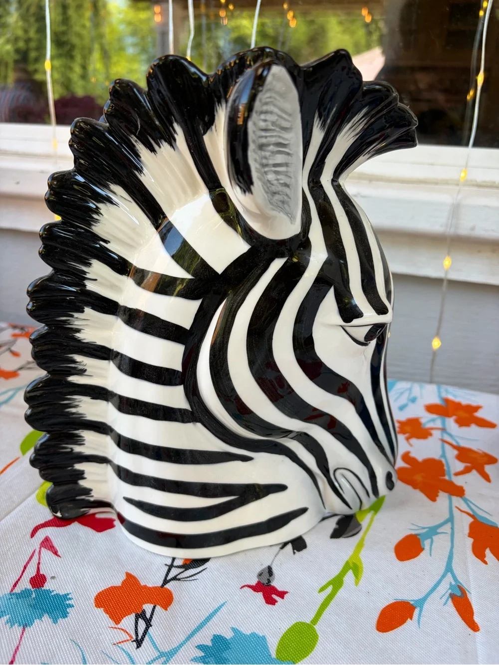Vintage Fitz & Floyd Zebra Head Vase Ceramic